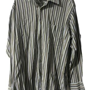 Izod Men's Olive and White Striped Shirt